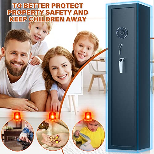 [Upgraded] Biometric Fireproof Gun Safe Rifle, Quick Access 3-5 Fingerprint Long Gun Safes For Home Rifle And Pistols, 77Lb Heavy Duty Anti-Theft Gun Cabinet With 3 Handgun Pocket (Us Stock) #TOP6