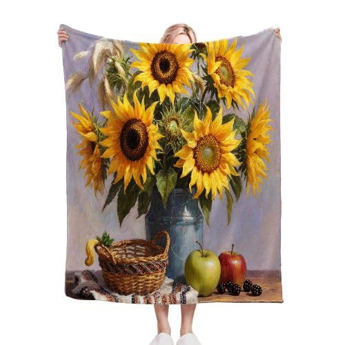 Couverture Polaire 220x240 lit 2 personnes en flanelle jaune tournesol