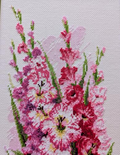 Image of RIOLIS - Charming Gladioli 1994, Floral Cross Stitch Kits 7.75 inchX19.75 inch, Cross Stitch Kits for Beginners & Advanced, Crossstitching Kits Adult, Counted Stitching Kits, Flowers Embroidery Kit