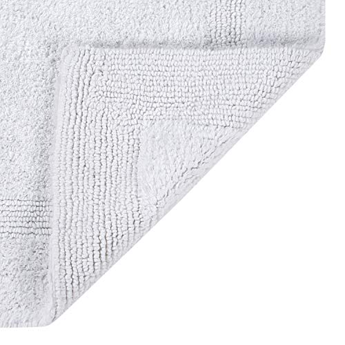 Better Trends Lux Collection in Race Track Pattern 100% Cotton Reversible Bath Mat Rug, 24" x 40", White - Thumbnail 3