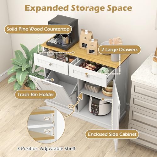Caneca de basura inclinable y mueble para lavandería blanco miniatura 6