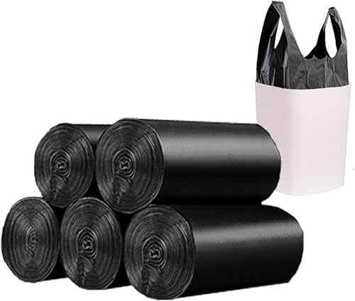 Vista 14 de Bolsa de basura de 4 galones, pequeñas bolsas de basura coloridas con asa, 100 bolsas de basura pequeñas para baño, dormitorio, oficina, cocina