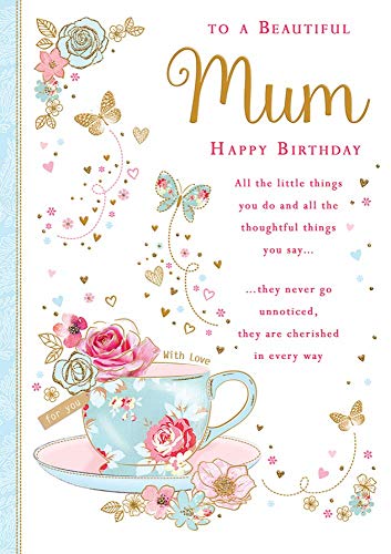 Piccadilly Greetings Traditional Birthday Card Mum - 10 x 7 inches