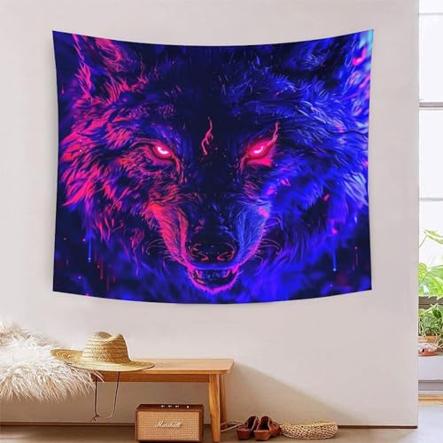 Tissu pour chambre loup 3D lavable et multifonction pour décoration murale
