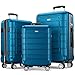 SHOWKOO Luggage Sets 3 Piece Hard Shell PC+ABS Expandable Lightweight Durable Trolley Travel Suitcase with Spinner Wheels TSA Lock, 20" 24" 28" -Caribbean Blue
