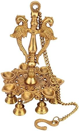 ARTVARKO Pfau Diya Messing 16,5 Cm - Handgefertigte Öllampe Für Diwali & Meditation