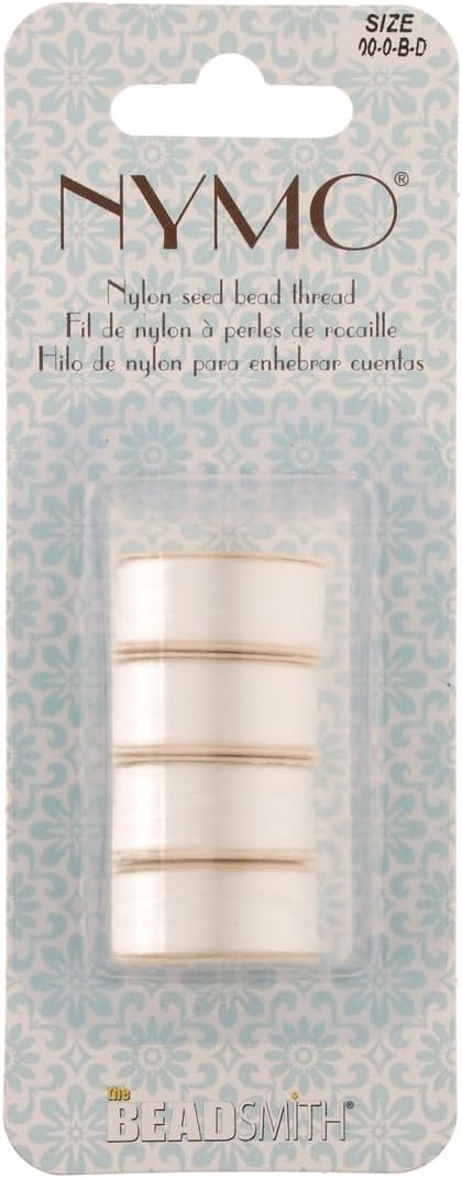 The Beadsmith Nymo Thread – White Color – Size Assortment 00, 0, B & D – Made of Nylon – Bead Embroidery & Weaving, Off Loom & Loom Work for Jewelry Making, Tassels, Fringes & DIY Craft Projects