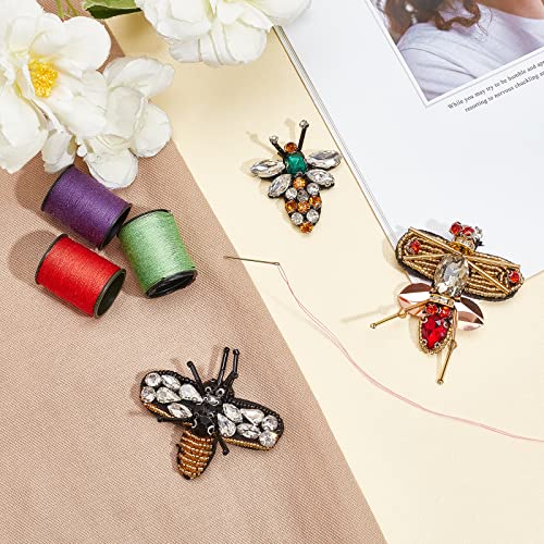 Infunly 3Pcs Bees Beaded Patches Rhinestone Sew On Sequin Patches Bees Handmade Insect Bead Patch Bee Applique For Jeans Jackets Clothing Handbag Shoes #TOP3