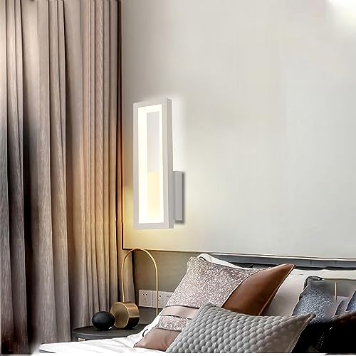 Luces de pared LED modernas de 16W y diseño rectangular blanco con aplique lineal metálico 6