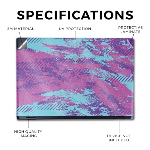 Image of Glossy Glitter Laptop Skin Compatible with Alienware M16 R2 (2024) - Grunge Purple - Premium 3M Vinyl Protective Wrap Decal Cover - Easy to Apply | Crafted in The USA by MightySkins