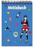 werbeartikel taschenaschenbecher  A 5 Notizblock Manga Enora, blau, liniert: Spiralbindung, Notizblock, Tagebuch, Notizen für die Schule, Uni oder unterwegs, verschiedene Lineaturen und Muster