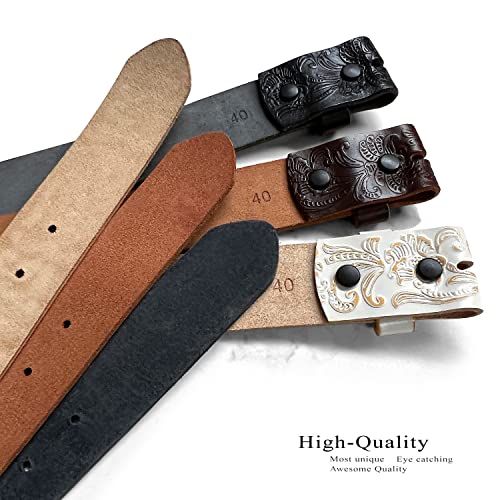 Cowboy Cowgirl Western Tooled Floral Embossed Full Grain Genuine Leather Belt Strap 1-1/2"(38mm) Wide3