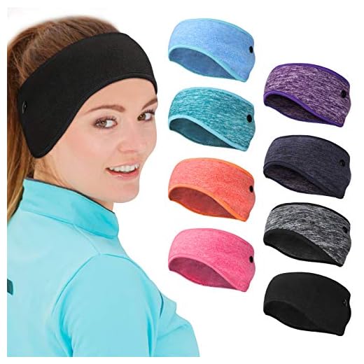 8 Pieces Ear Warmer Headbands with Buttons Fleece Muffs Headband Winter Running Sweatband Stretchy Ear Cover Cold Weather Ear Muffs Sports Earmuff for Women Men Cycling Skiing Jogging (Vivid Colors)