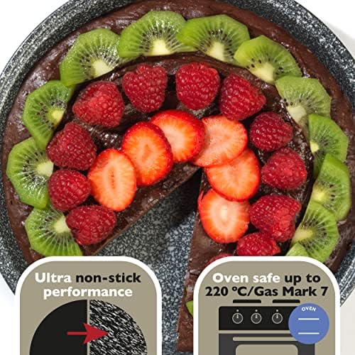 Salter BW07036EU7 Megastone Carbon Steel Round Pan, Baking Tin, Cake Tin, Pie Dish, Non-Stick Coating, PFOA-Free, Oven Safe, 24 cm, Black