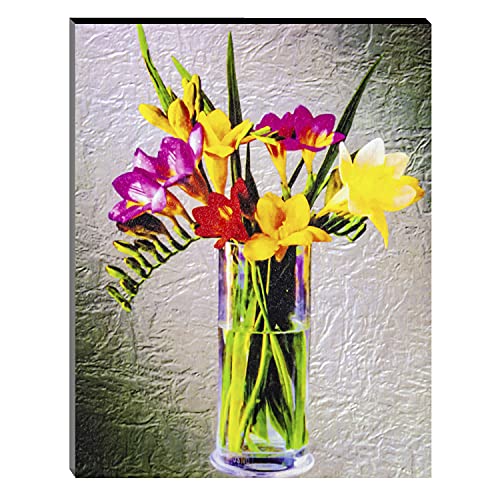 Image of Indianara Set of 3 Multicolored Flowers in a Pot MDF Art Painting (63 FL) without glass 4.5 X 12, 9 X 12, 4.5 X 12 INCH
