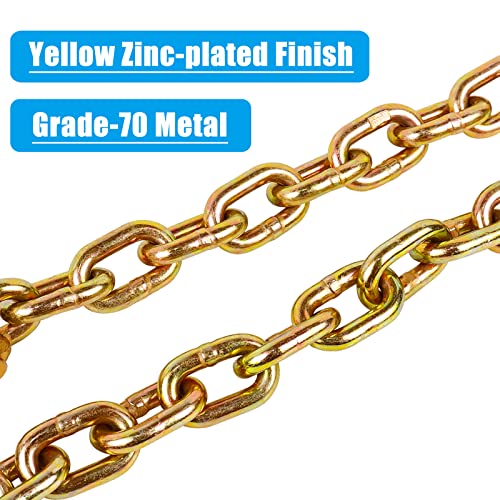 Image of 36 inch Trailer Safety Chain 2 Pack Grade 70 G70 Tow Chain 12600 lbs | Heavy-duty G70 towing chain with 1 /4 inch clevis snap hooks. 12,600 lbs break strength for boat trailer, RV & utility towing.