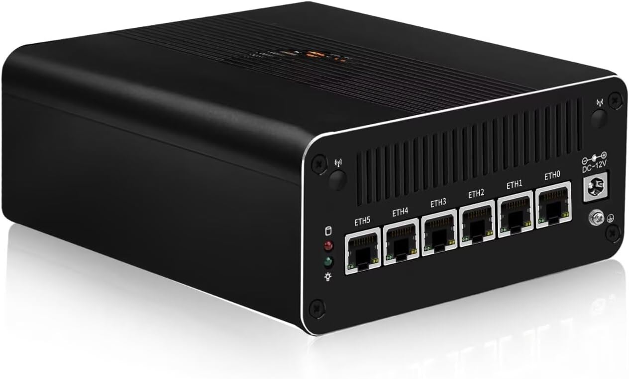 12th Gen i3-1215U Mini PC Barebone, 6x i226-V 2.5GbE Firewall Hardware Support OPNsense, Home/Office Security Appliance with 4K HD/DP/USB C, TF slot, USB3.2 (No RAM/SSD/OS)