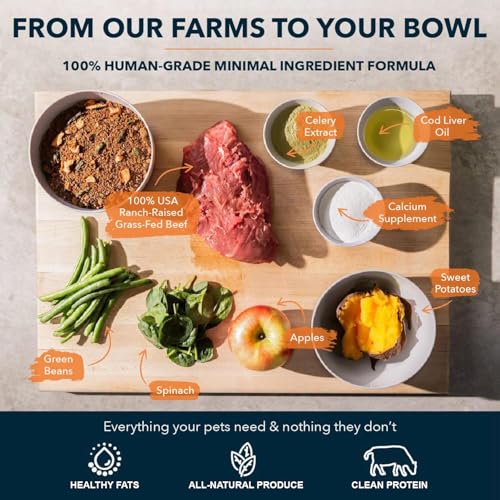 Image of 100% Human Grade Air Dried Dog Food 14.6 lbs - All Natural - USA Grass Fed Beef - Limited Ingredients - Grain Free - Dehydrated - Complete Meal or Topper Beef Flavor - 1 Month Supply for Large Dogs