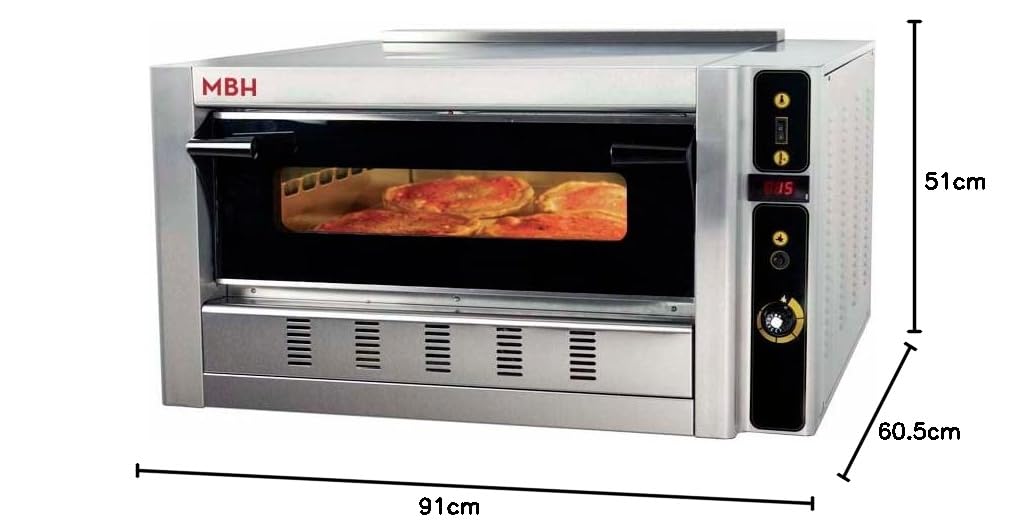MBH - Forno professionale per 4 pizze a Gas. Forno per pizza industriale 1 piano per alberghi - MADE IN EUROPE