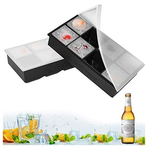 GoZheec Bandeja De Hielo De Silicona, Bandeja de Cubitos de Hielo con Tapa, [2 Pack] cubitera Hielo Molde para Hielos, para Congelarse Alimentos para Bebés, Cola,Cócteles Cola Whisky
