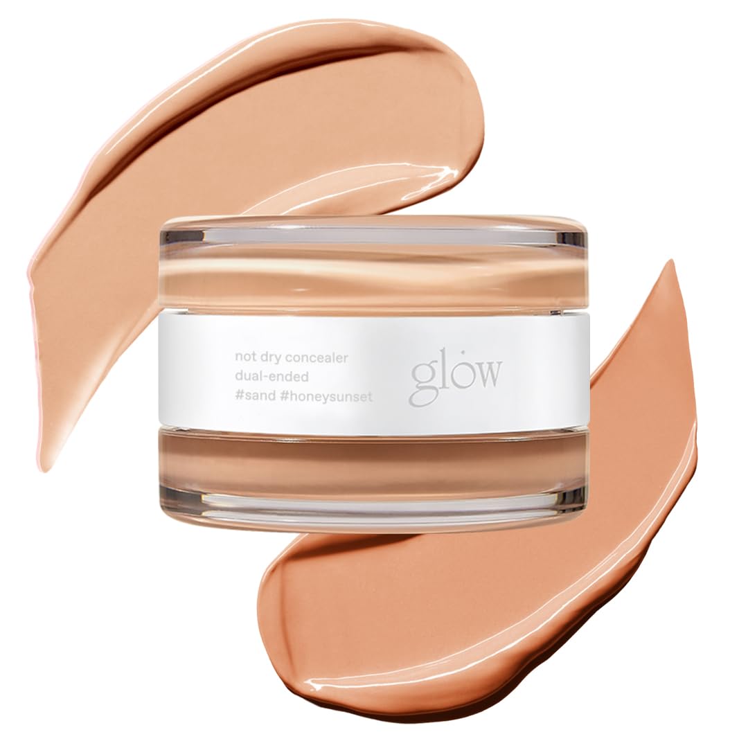 glow not dry concealer #sand #honeysunset, covers under-eye circles & blemishes, full-coverage, dual-color&use, melt-in texture, 0.4 oz, beige