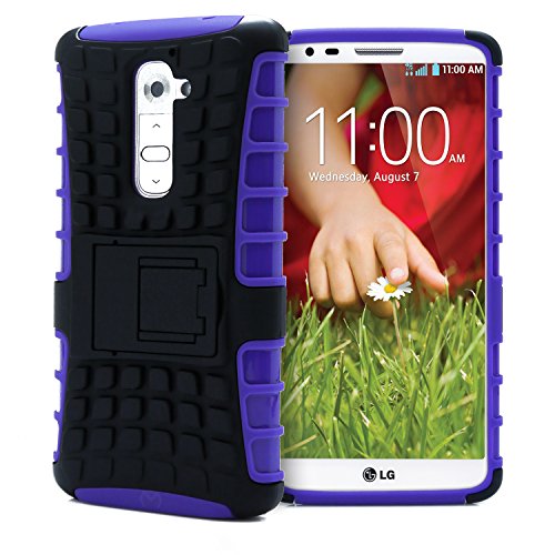 LG G2 Case, MagicMobile® Ultra Protective [Shockproof] Case for LG G2 Dual Hybrid [Heavy Duty] Armor Impact Resistant Layers Rugged Plastic and Flexible TPU Case for LG G2 with Kickstand - Purple
