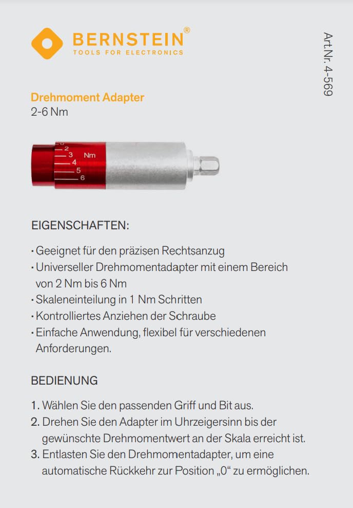 BERNSTEIN 5-in-1 Torque Adapter for Manual Operation Precise Torque Adjustment 2.0-6.0 Nm - Image 2
