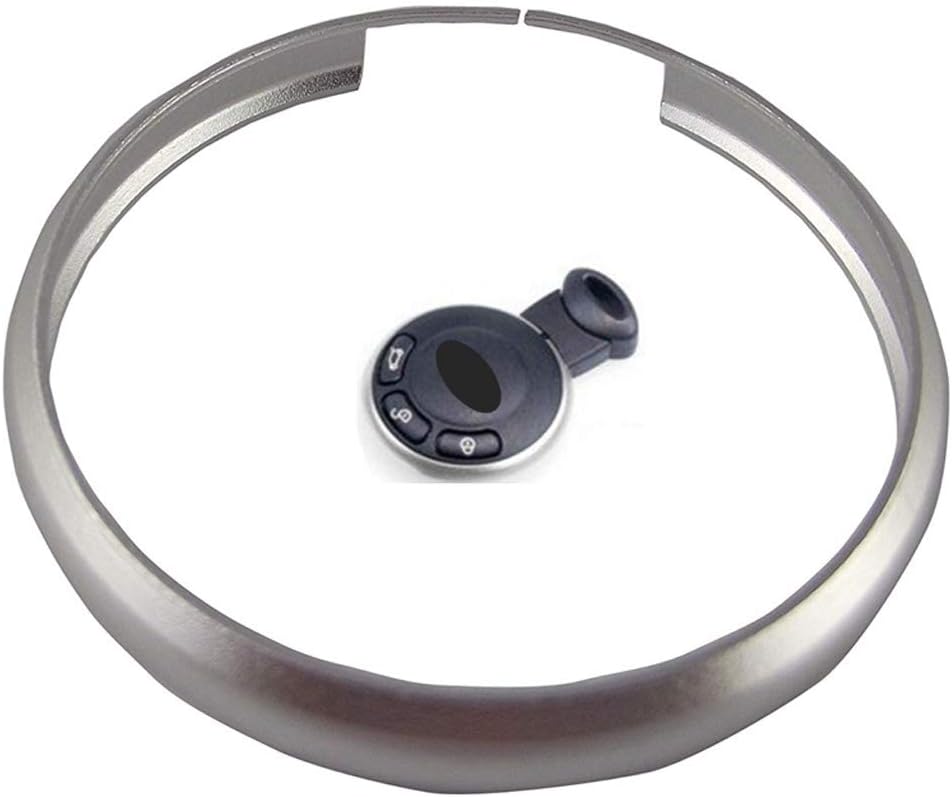 RSFOW Smart Aluminium Alloy Key Fob Ring Rim Trim Cover Replacement Compatible With Mini Cooper JCW Car Fob (Silver)