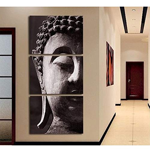Murale modulaire peinture impression sur toile Bouddha 3 panneaux pour maison