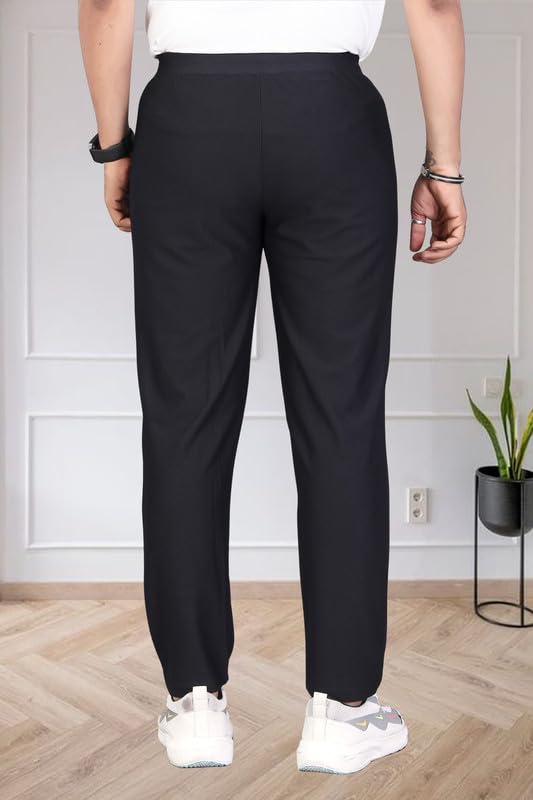 Image of HOODMASTER Men's Polyester Blend Track Pant with Drawstring Classic Style Regular Fit Solid Pattern and Standard Length | Mens Casual Daily Use Track Pants | Soft Fabric Modern Casual Track Pant
