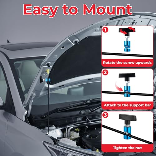 Image of 8 PCS Car Hood Prop Struts Clamp | Hood Strut Clamp Car Hood Holder Lift Support Retaining Clip Rod Retaining Holder Tool (Yellow, Blue, Red and Black)