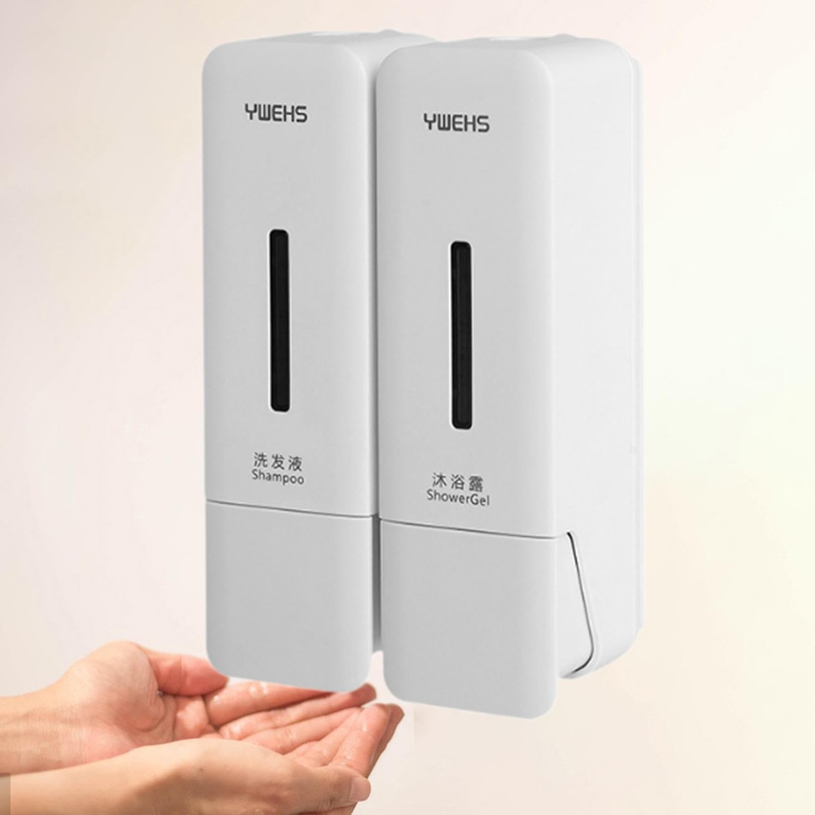Sharplace Dispenser di Sapone a Muro Dispenser di Lozione Pulsante Dispenser Manuale di Sapone Liquido per Mani da 250 Ml per Cucine di Hotel, Bianco, Doppia Griglia