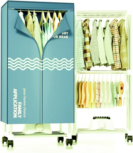 Clothes Dryer, Portable Drying Machine with Timer, 60inch Laundry Drying Wardrobe with Large Capacity, Electric Dryer/Rack for Home | Appartments (Blue GH8)