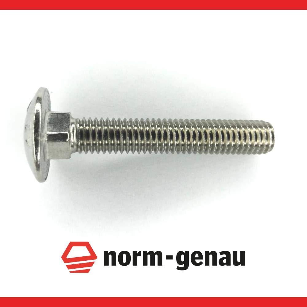 Schlossschrauben M8x45 Edelstahl 100 Stück Torbandschrauben Flachrundschrauben mit Vierkantansatz DIN 603 Flachrundkopf Schrauben Schloßschrauben VA V2A Vollgewinde | norm-genau®