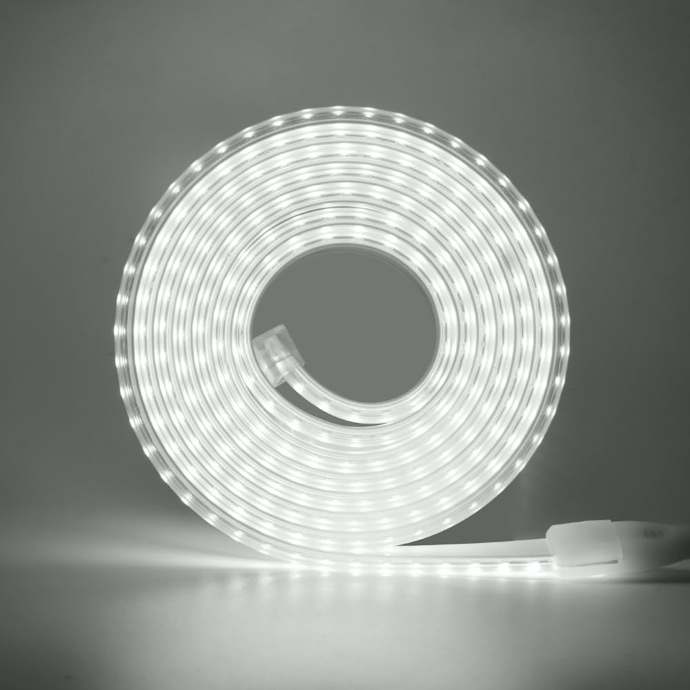 220V Tira LED con encendido/apagado [35m, Blanco 6000-6500K],flexible e impermeable IP65,SMD2835,120 LEDs/m Guirnaldas luminosas recortable CRI85+,iluminación decorativa para el hogar