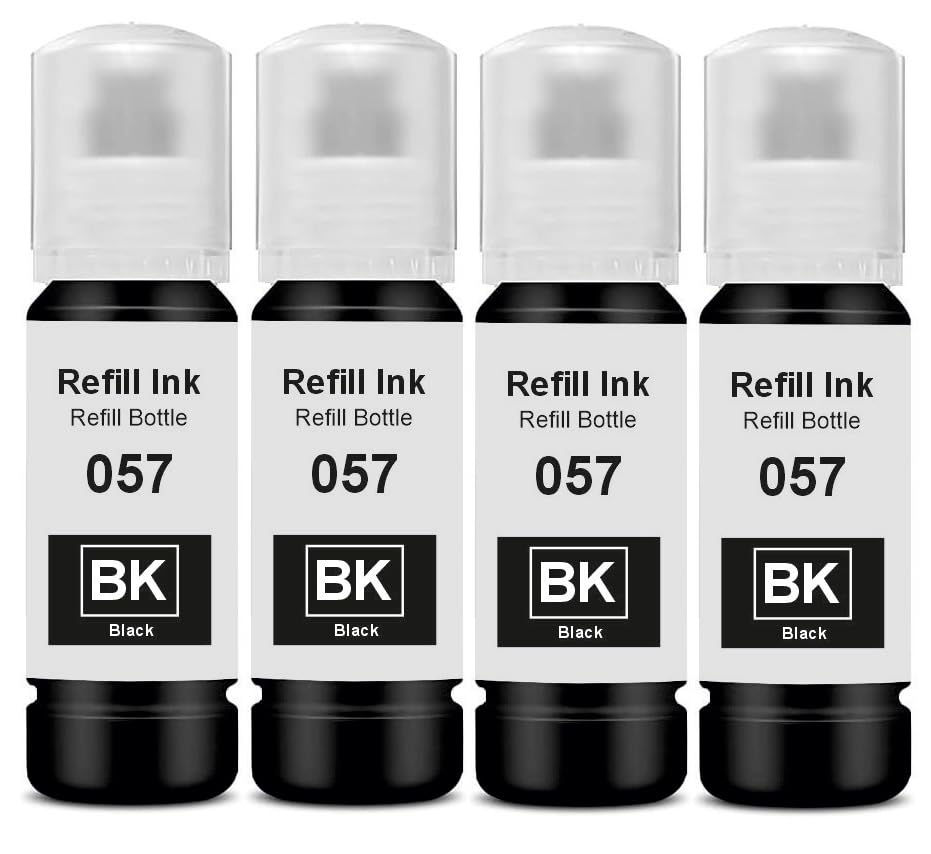 KOSH 057 Refill Ink Suitable for L8050, L18050, L8150W Printers (4, Black Pack of 4)