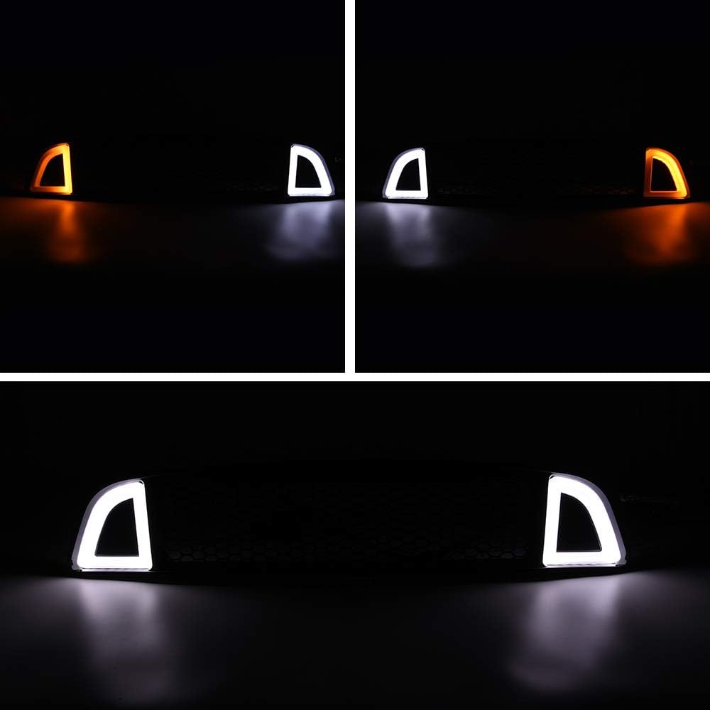 CHEDA Honeycomb Mesh Front Upper Bumper Grille, Compatible with 2013-2014 Ford Mustang Base GT, With Sequential LED DRL Light Bar