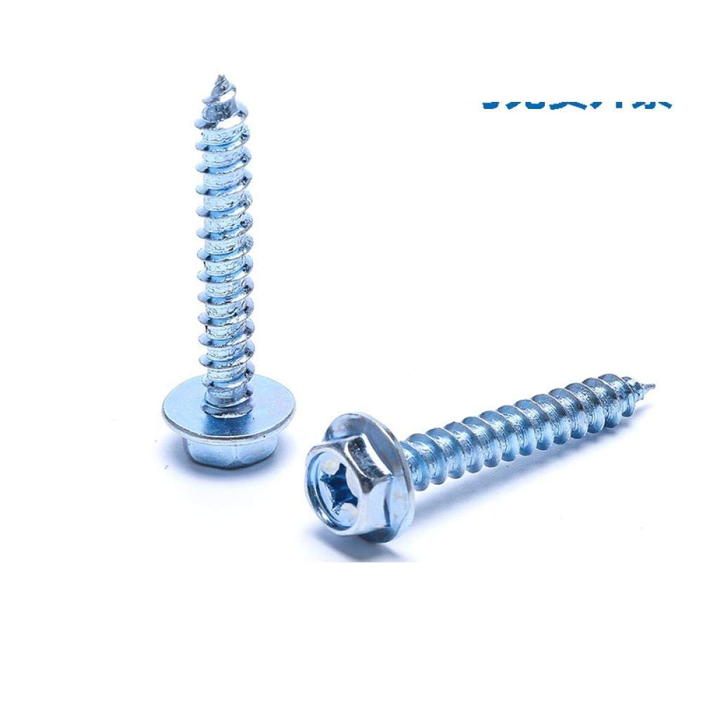 100 Piezas de Tornillos hexagonales externos Cruzados con Brida Hexagonal con Tornillos autorroscantes Cruzados, Brida de Tornillo Hexagonal for Madera autorroscante(M8*40)