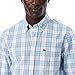 Lacoste Men's Check Print Stretch Shirt, White, Overview, & Gipsy Blue, Large