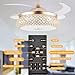 WWahuayuan 42 Inch Retractable Invisible Ceiling Fan with Light and Bluetooth Speaker, Modern Bluetooth Fan Chandelier with Remote Control 3 Color Change 36W LED