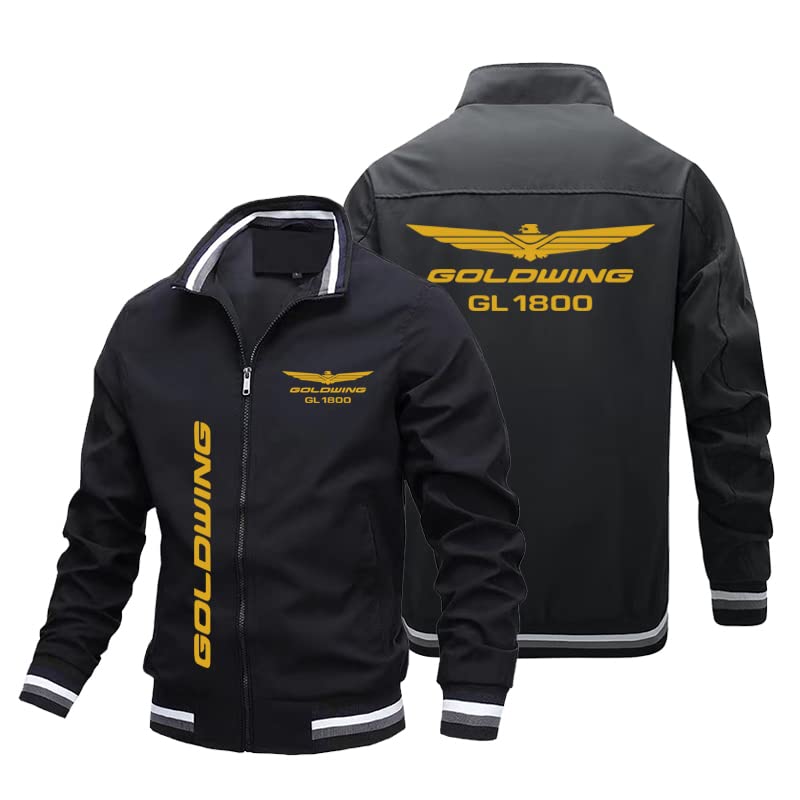 Gold_Wing Hommes Casual Sport Baseball Suit Stand Neck Jacket Couleur Unie Full Zip