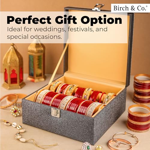 Image of Bangle Organizer - Bangles Box for Women - Chudi Box for Bridal - Bangle Storage Box for Bride, Durable & Elegant Bangle Holder, Perfect for Weddings & Everyday Use, Small, Black