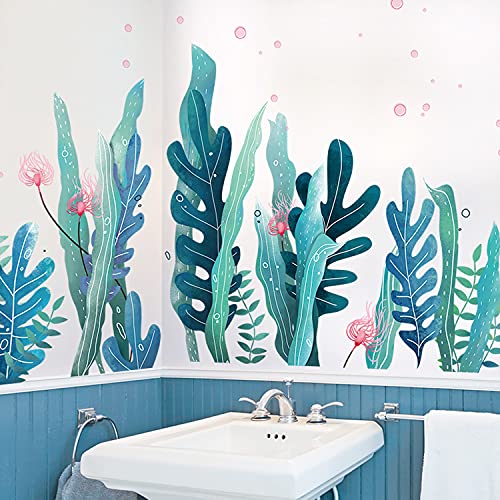 Green Seaweed Wall Sticker Under The Sea World Ocean Grass Baseboard Decal Peel And Stick Wallpaper Diy Mural For Wall Corner Background Decor Kids Nursery Bathroom Living Room Bedroom Classroom Dorm #TOP6