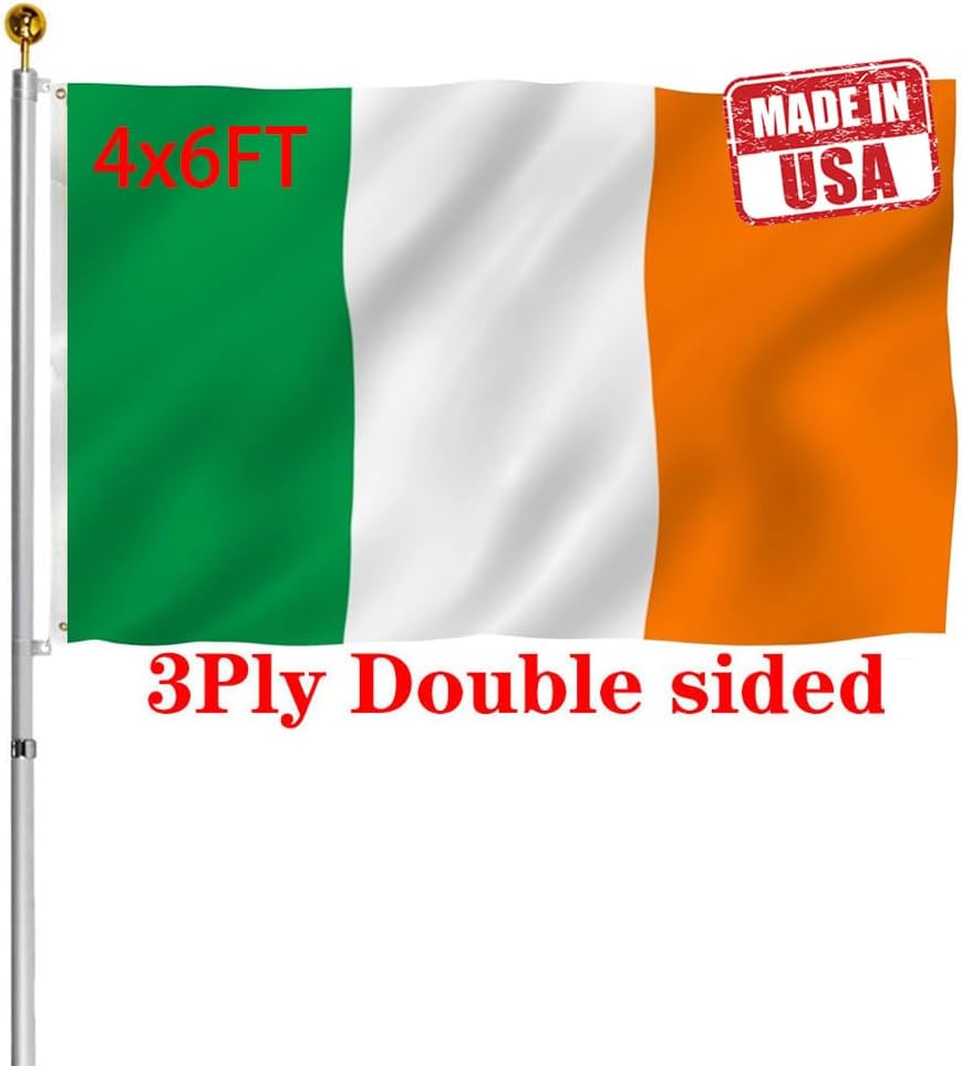 Jayus Double Sided Ireland Flags 4x6 FT Outdoor - 220D Heavy Duty Irish National Flag Banner with 2 Grommets
