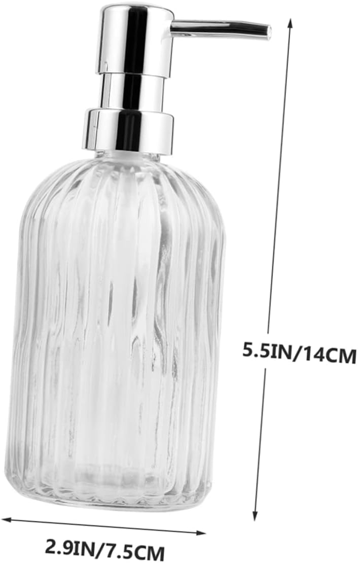 Mikinona 2pcs Glass Lotion Pump Bottles Dispenser for Soap Shampoo and Lotion and Stylish Bathroom Travel Containers