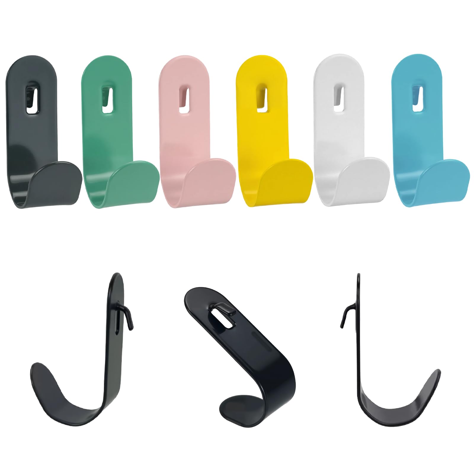6-Pack Colorful Pegboard Hooks for Hanging, Heavy Duty Steel J-Hook, Fit Circle and Oval Type Pegboards, Sturdy Hanger Supports 16 lbs Items