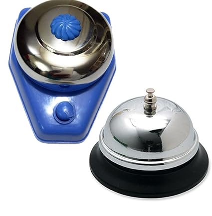 JB Stationers Combo Desk Bell Service Call Bell for Hotels, Schools, Restaurants, Reception Areas, Plastic & Metal Chrome Finish (Set of 2 Pcs)