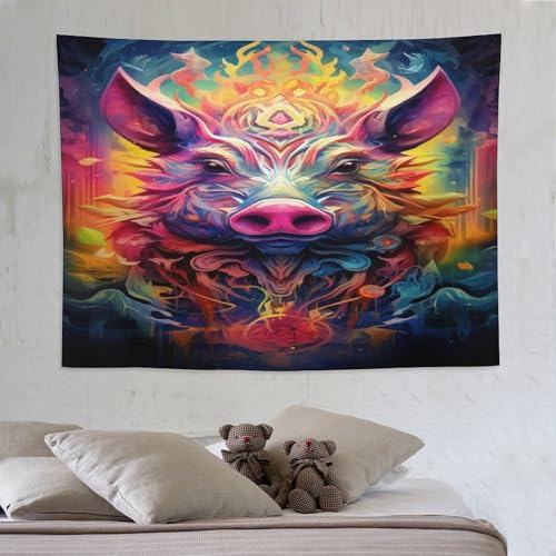 Tapisserie cochon 3D pour cacher un mur nu deco 150x200cm facile a poser