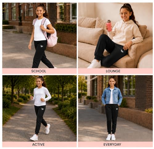 Pantalones deportivos Reebok de niñas con forro polar hilado ligero y transpirable para verano 4
