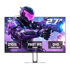 KTC Monitor de juegos QHD de 27 pulgadas, 2K 200Hz hasta 210Hz 1ms Monitor de computadora IPS rápido, HDR400, 1440P con sincronización adaptativa, altavoces incorporados, pantalla HDMI, ajuste de